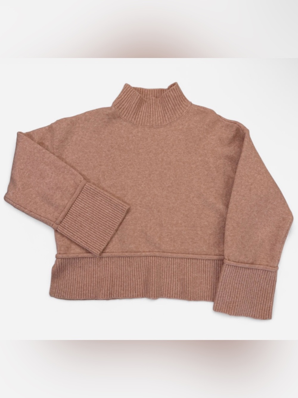 Marled Blush Pink Mock Neck Fuzzy Sweater Size Large